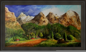 Mountain Range Landscape- Acrylic on Canvas 60 in W x 36 in H LR fr